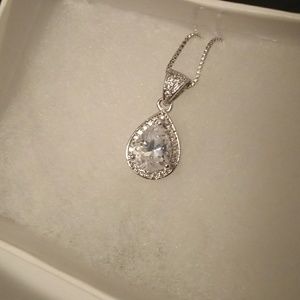 White Topaz Necklace w/ Silver box chain